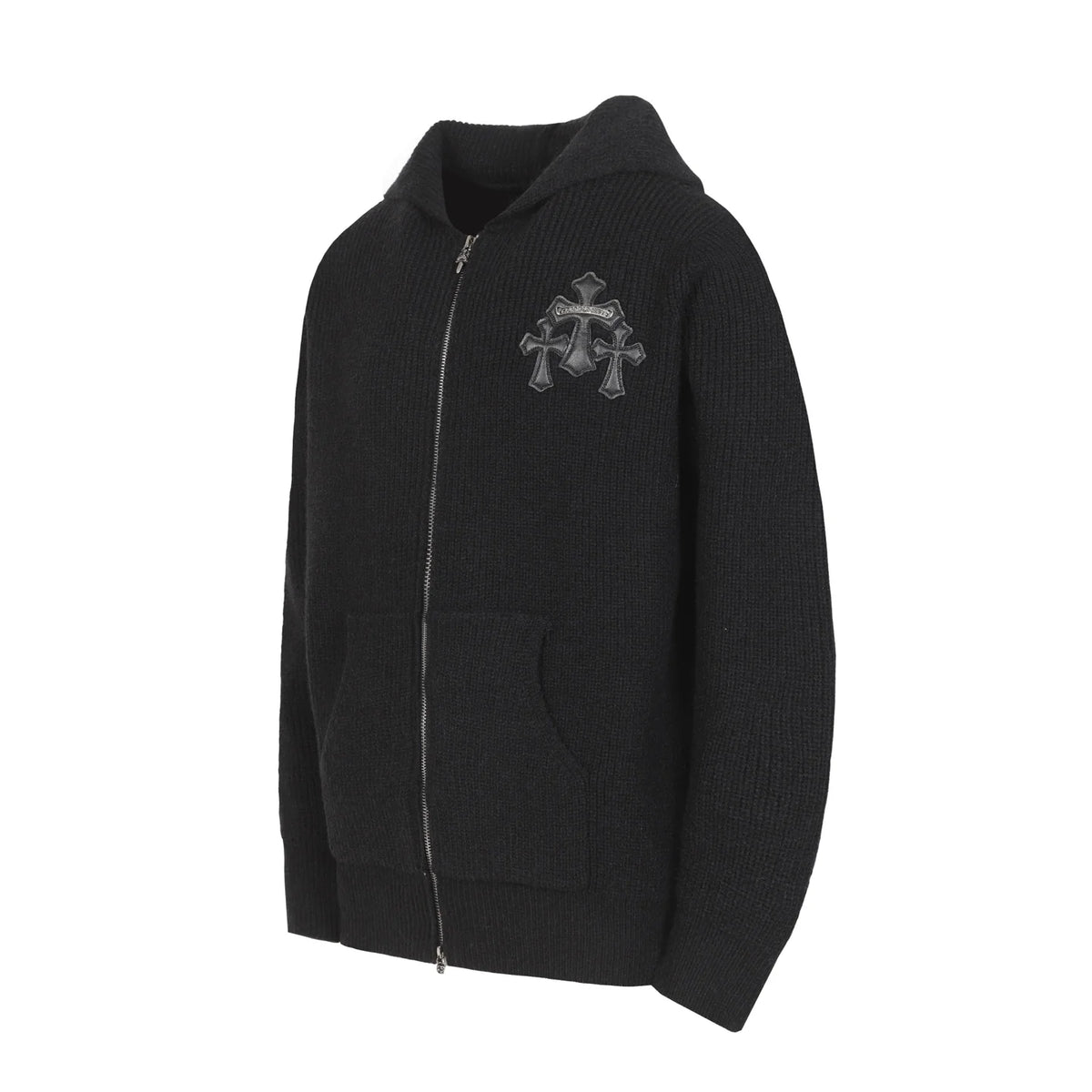 Sanskrit leather embroidery cardigan zipper knitted sweater