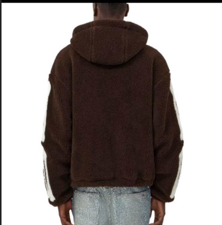 Skeleton pattern zipper drawstring left chest letter embroidery hooded sweatshirt