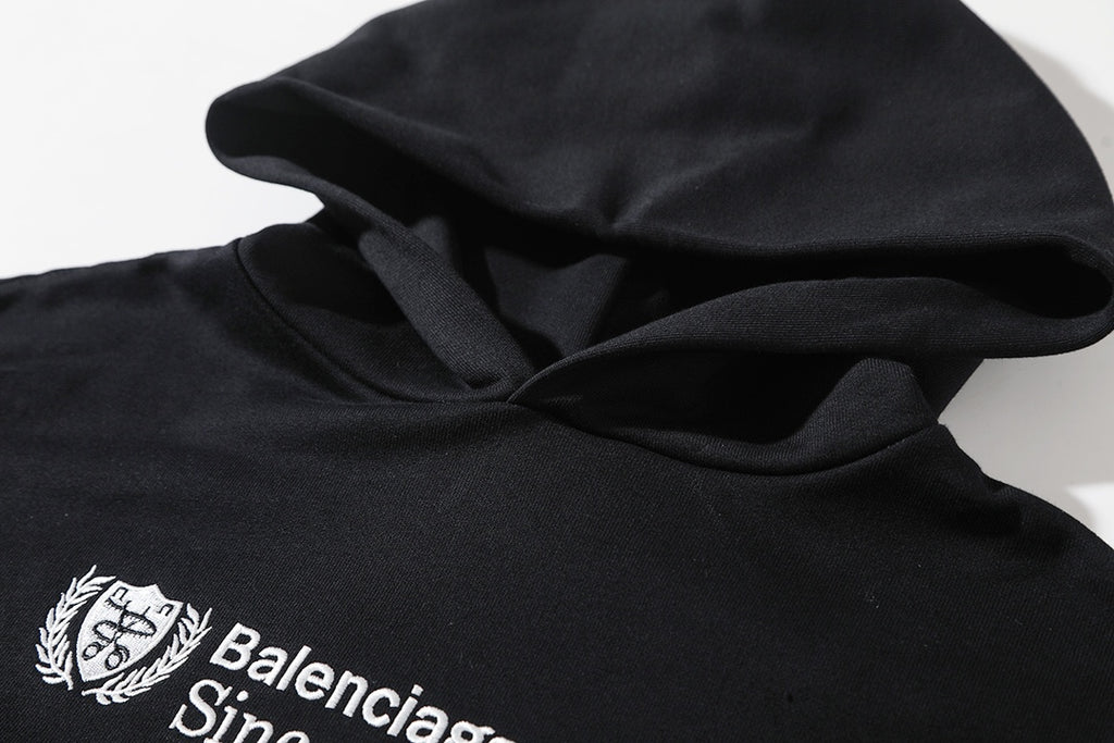 Scissors, wheat ear embroidery, hooded sweatshirt