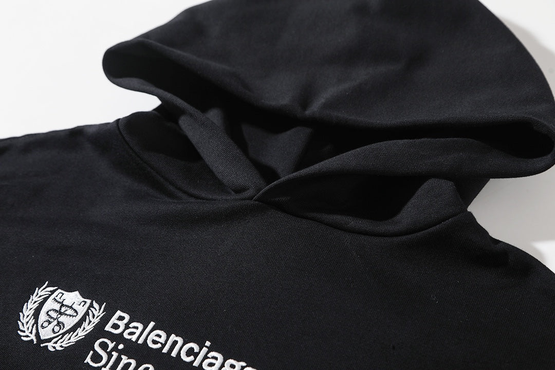 Scissors, wheat ear embroidery, hooded sweatshirt