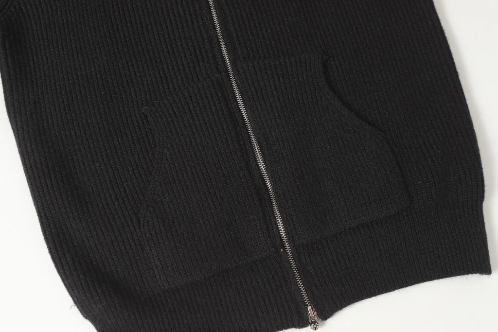 Sanskrit leather embroidery cardigan zipper knitted sweater
