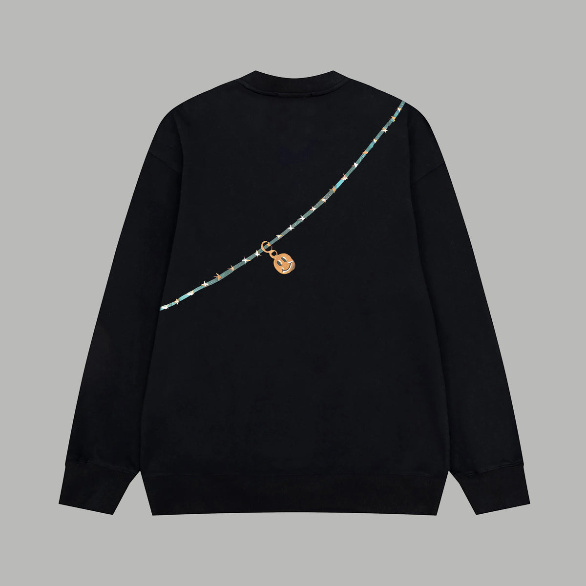 Printed looped long sleeved hoodie