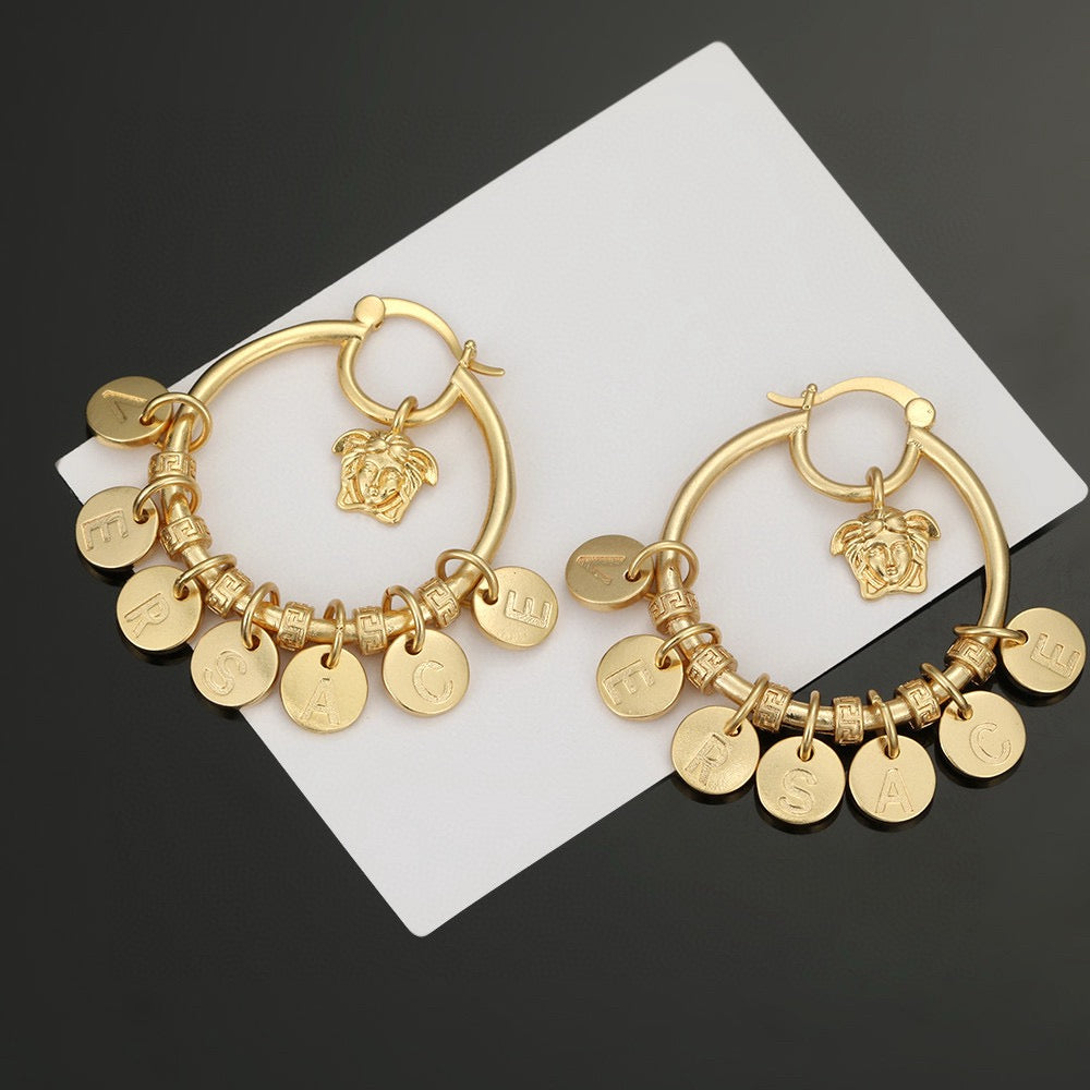 Flower Vine Pattern Large Circle Dynamic Earrings