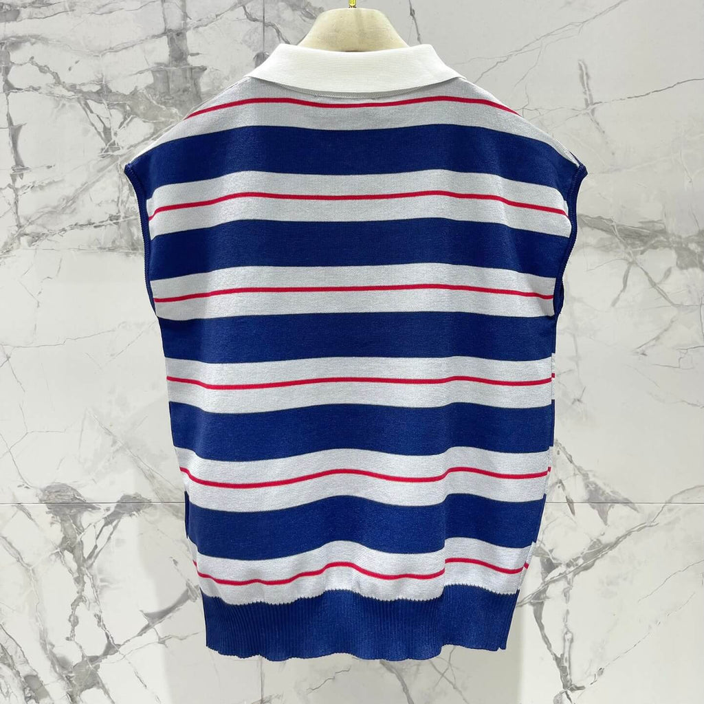 Color-Blocked Stripe Knit Blazer