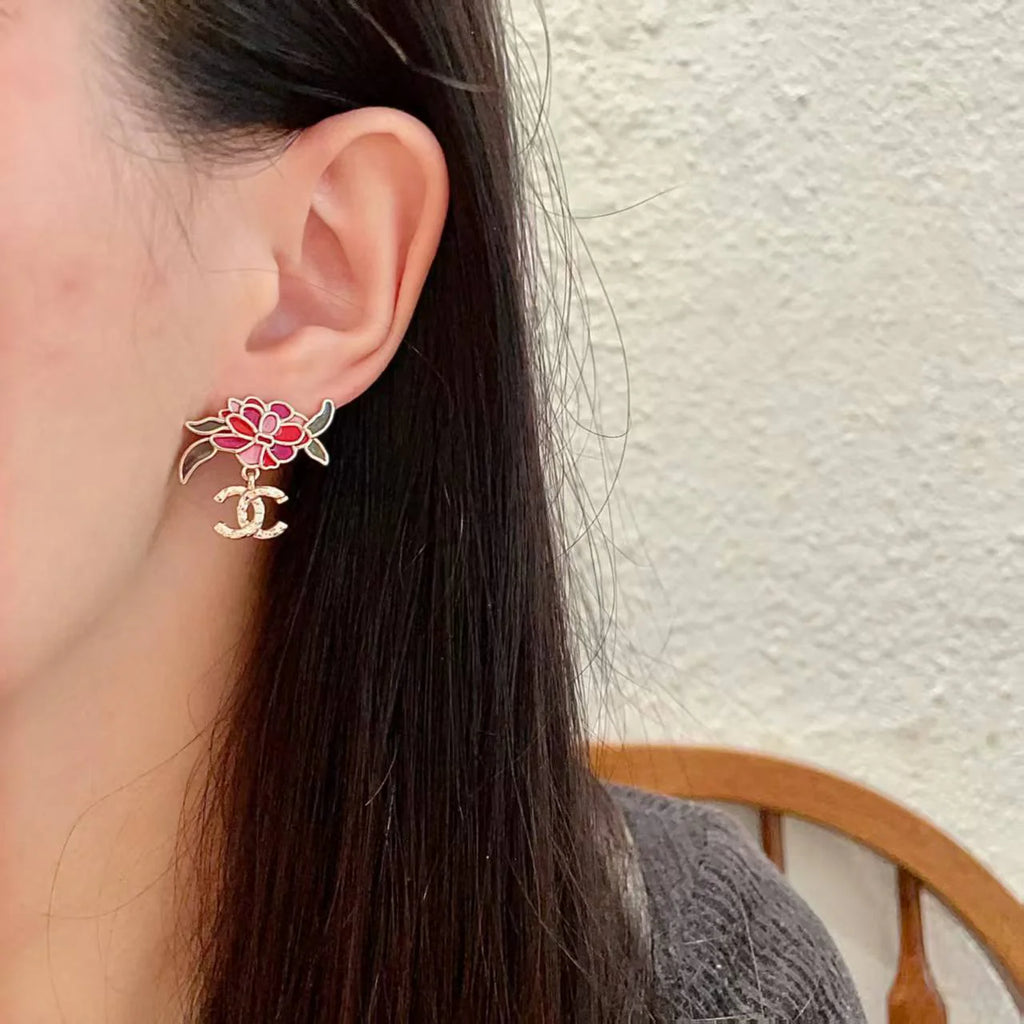 New Red Flower Ear Nails