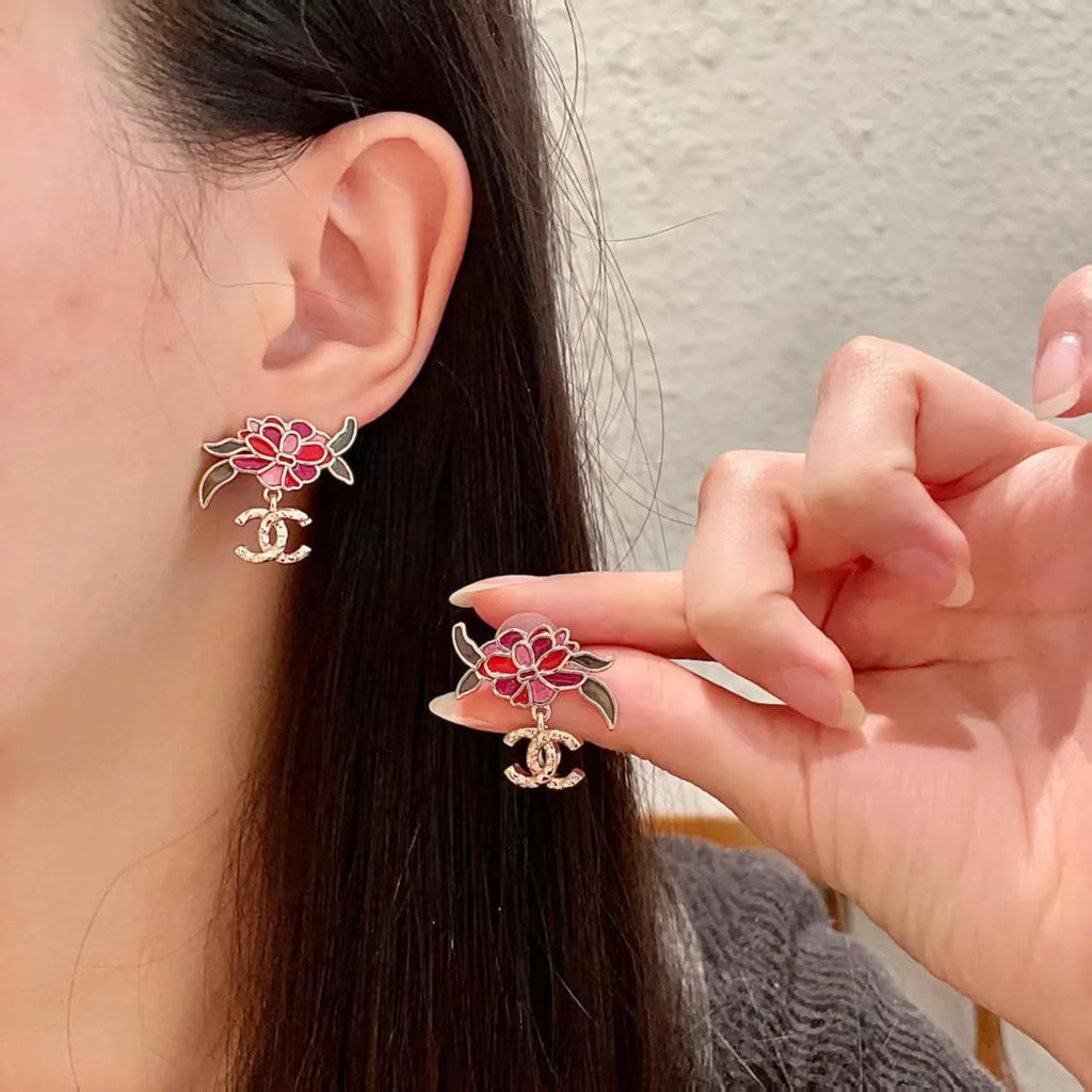 New Red Flower Ear Nails