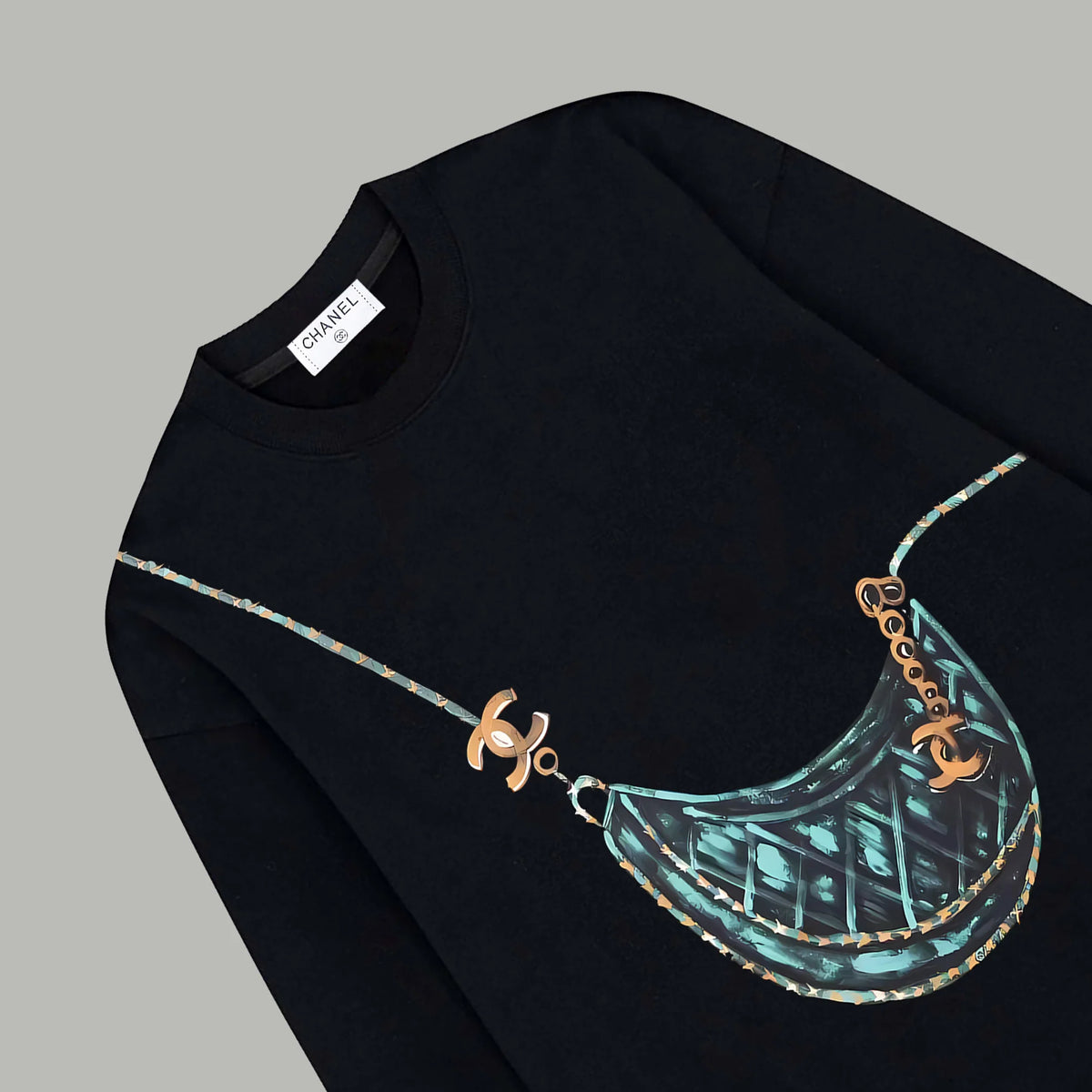 Printed looped long sleeved hoodie