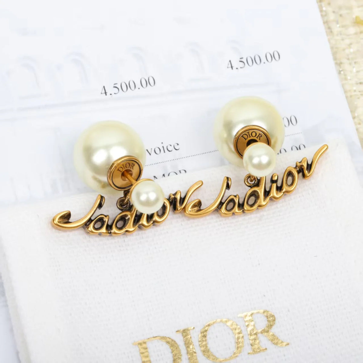 New pearl letter earrings