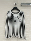 25 Navy striped happy star knitted long-sleeved top