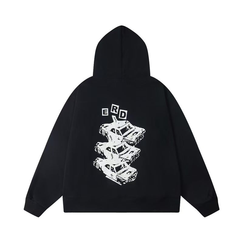 New cracked printed hooded sweatshirt