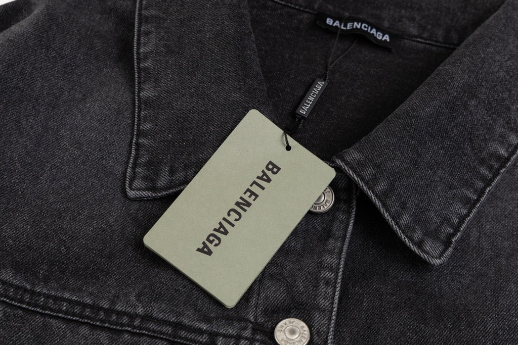 Classic back crown rhinestone vintage denim jacket