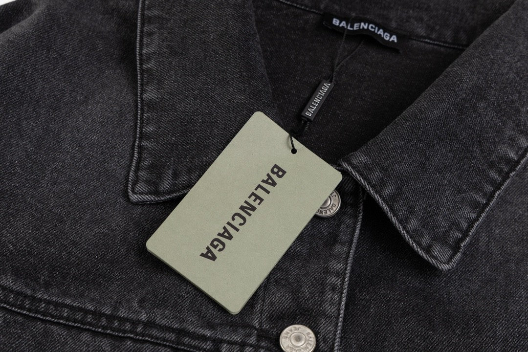 Classic back crown rhinestone vintage denim jacket