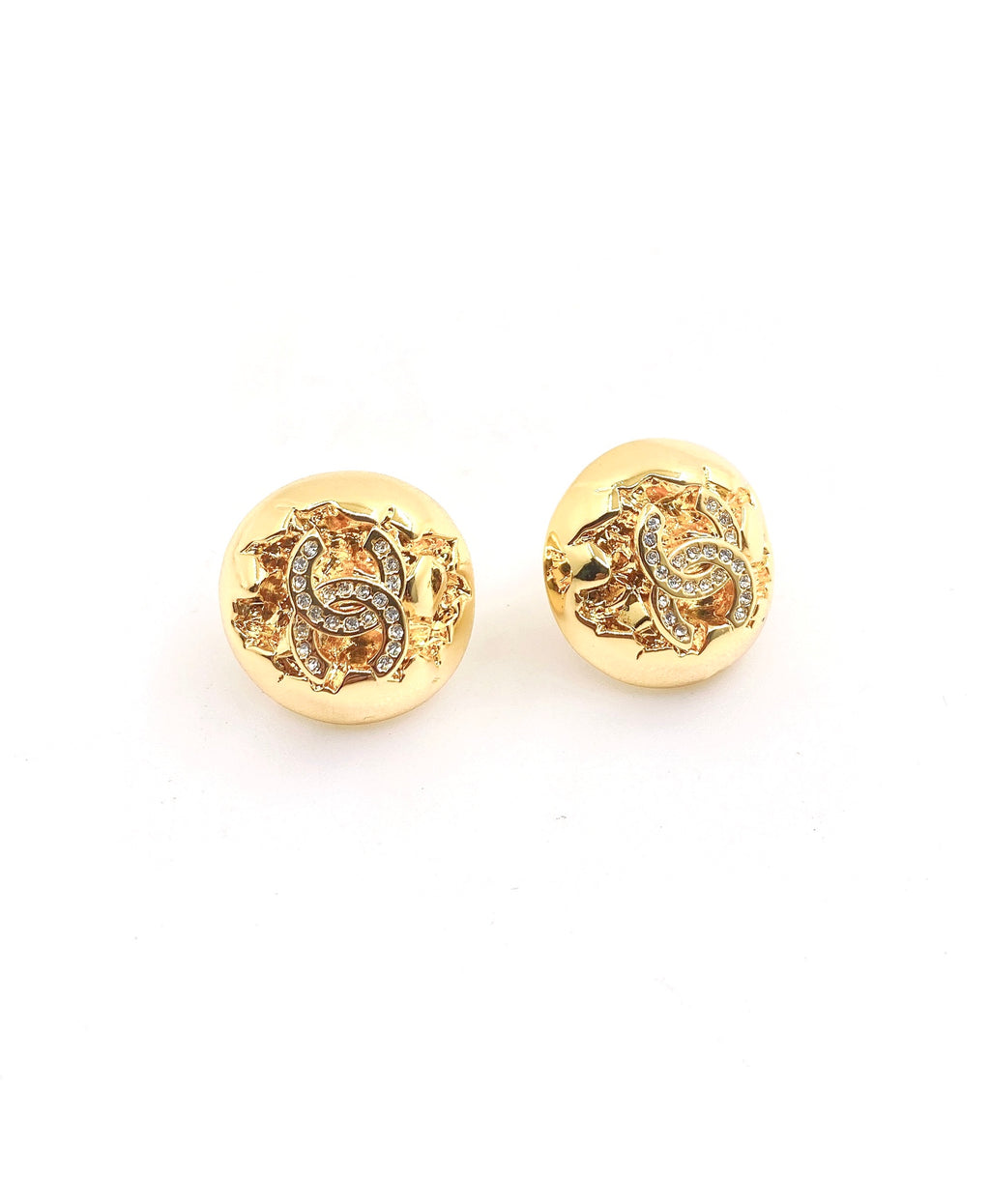 Golden spherical earrings
