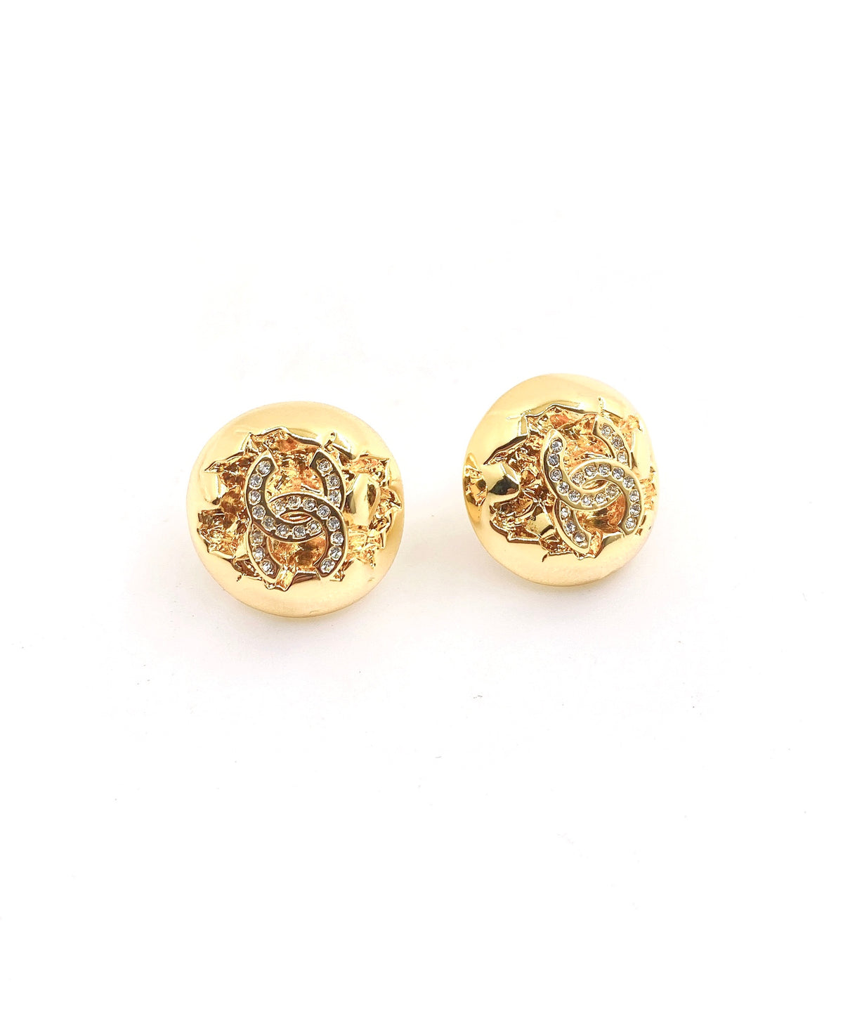 Golden spherical earrings