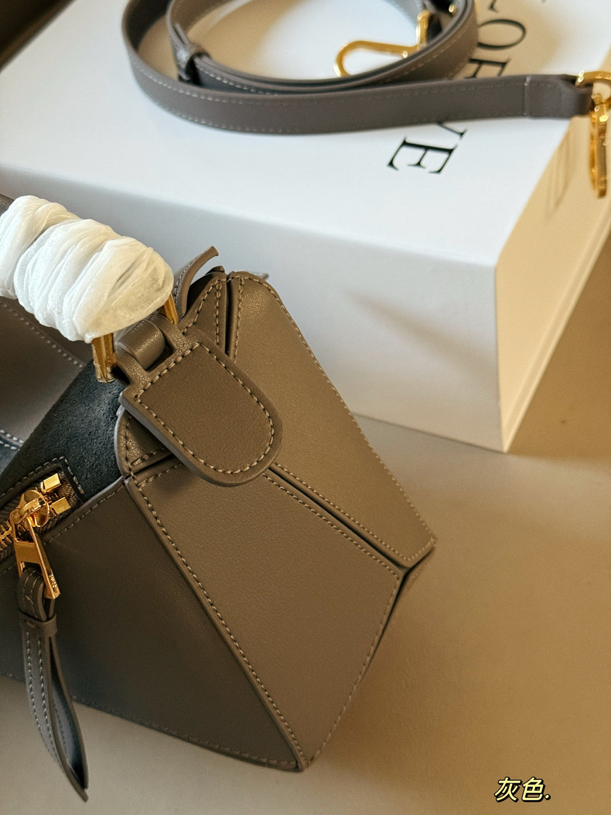 Matte leather patchwork color geometric bag cowhide