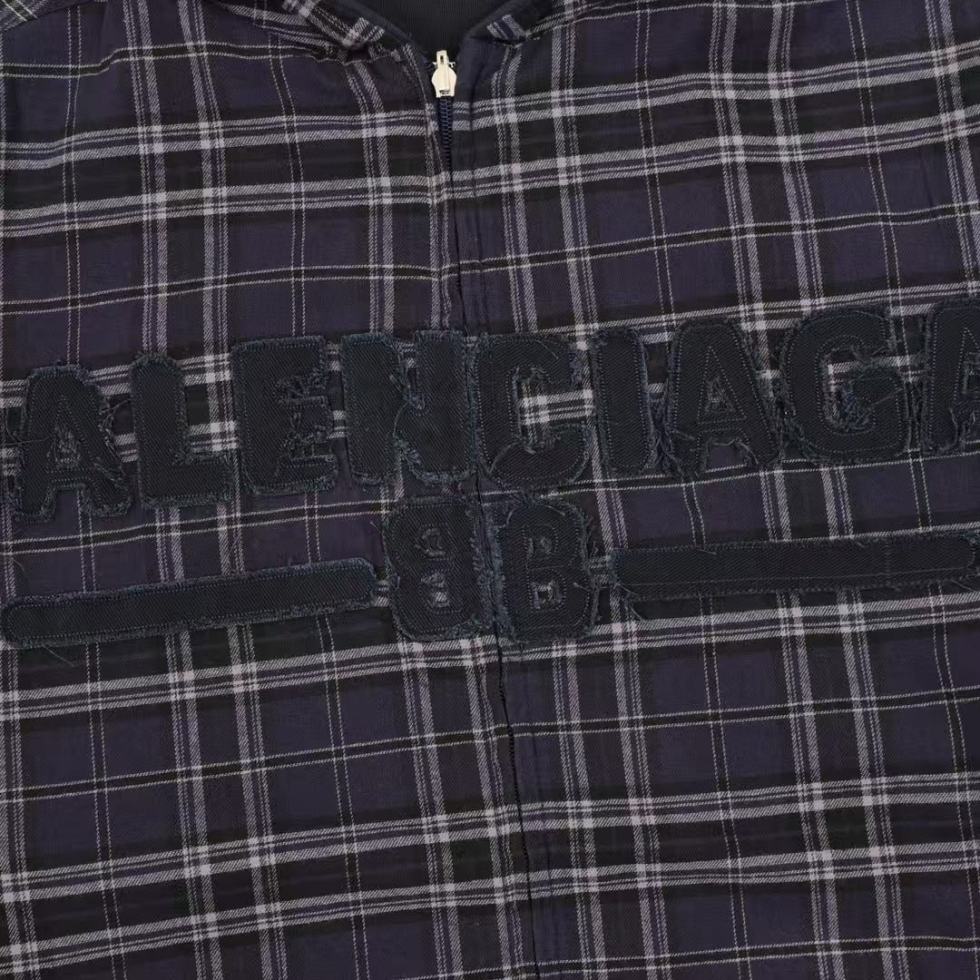 New plaid cloth letter jacket