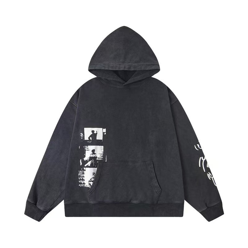 New illustration printed hooded sweatshirt