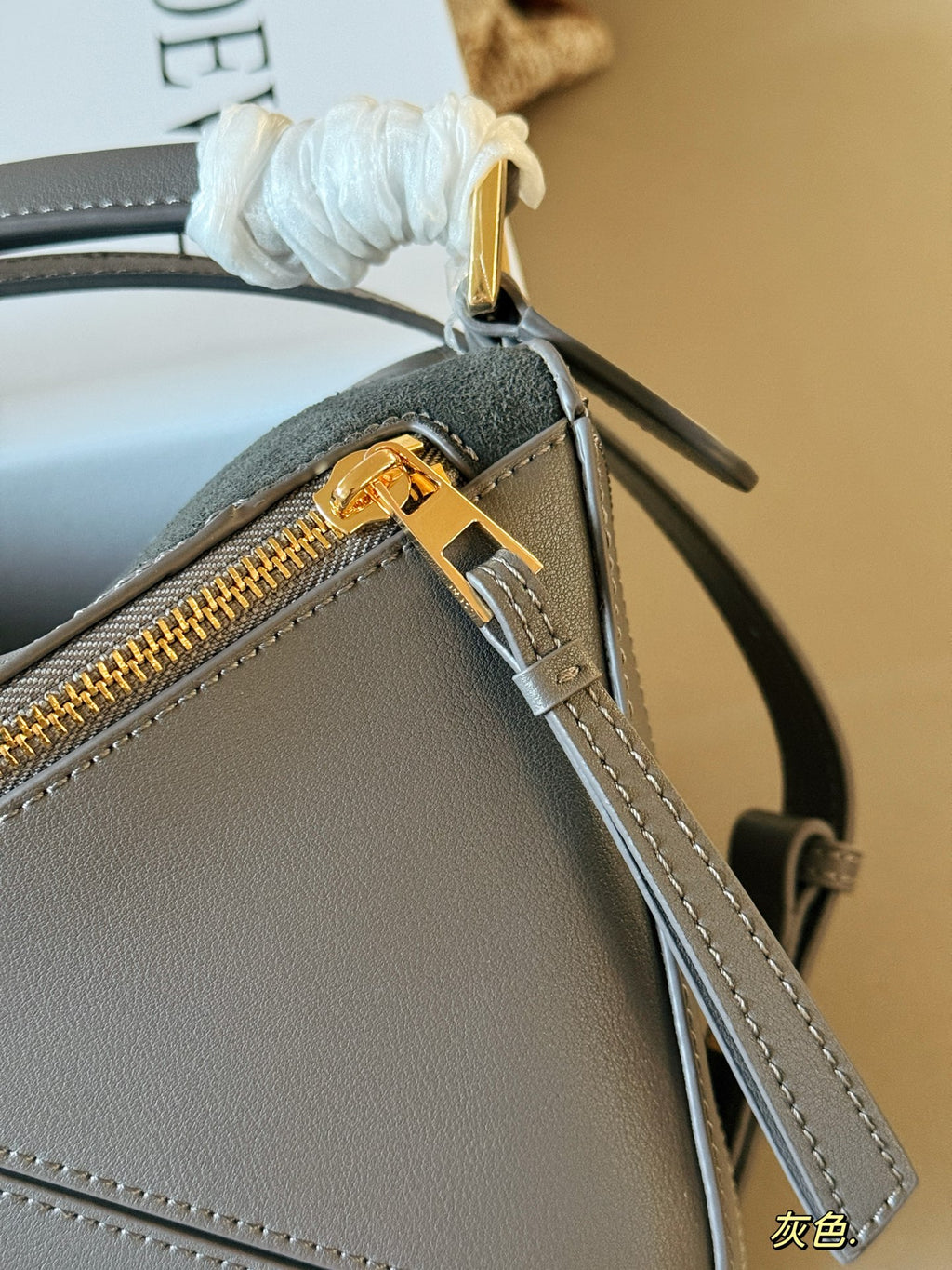Matte leather patchwork color geometric bag cowhide