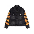 Hand drawn graffiti denim jacket with letters