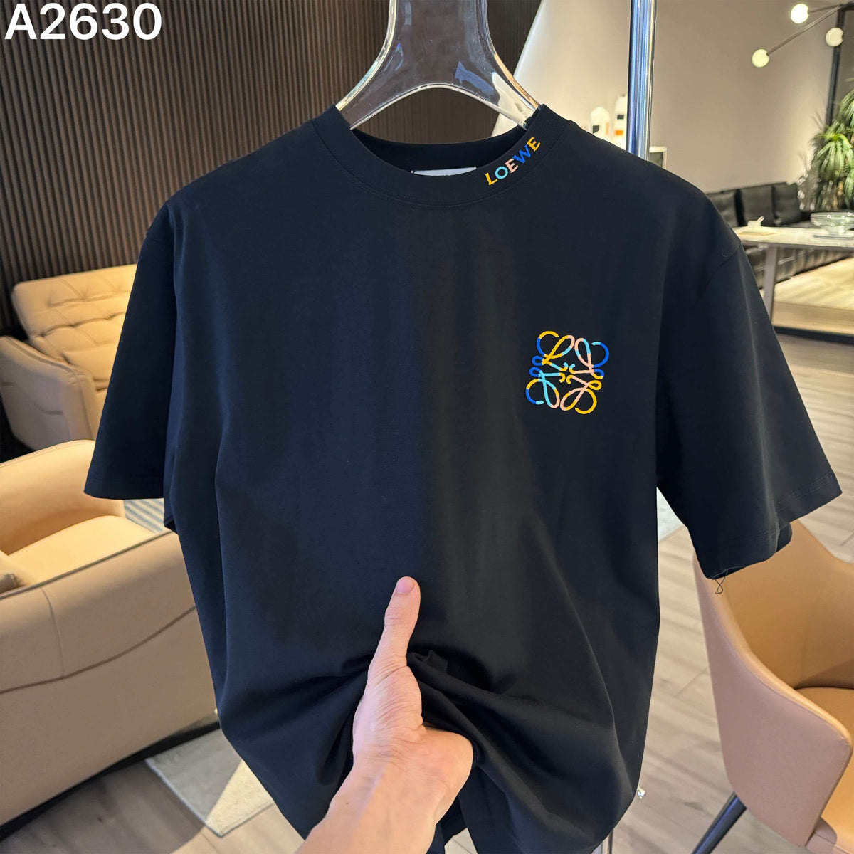 26ss new embroidery craft logo letter short sleeved shirt