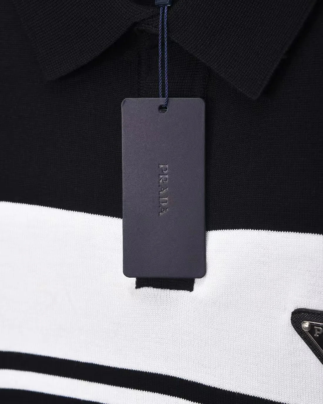 New striped knitted short sleeved polo shirt