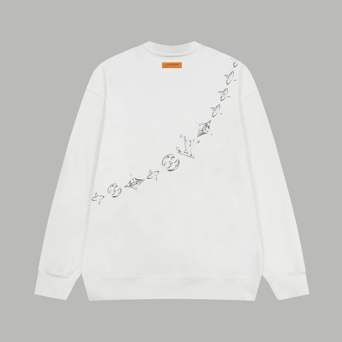 Printed looped long sleeved hoodie