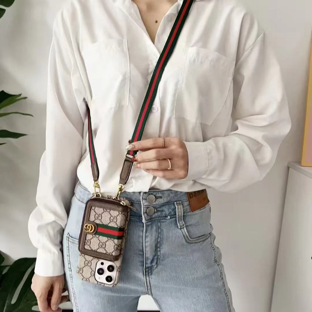 Zipper horizontal and vertical card case phone case
