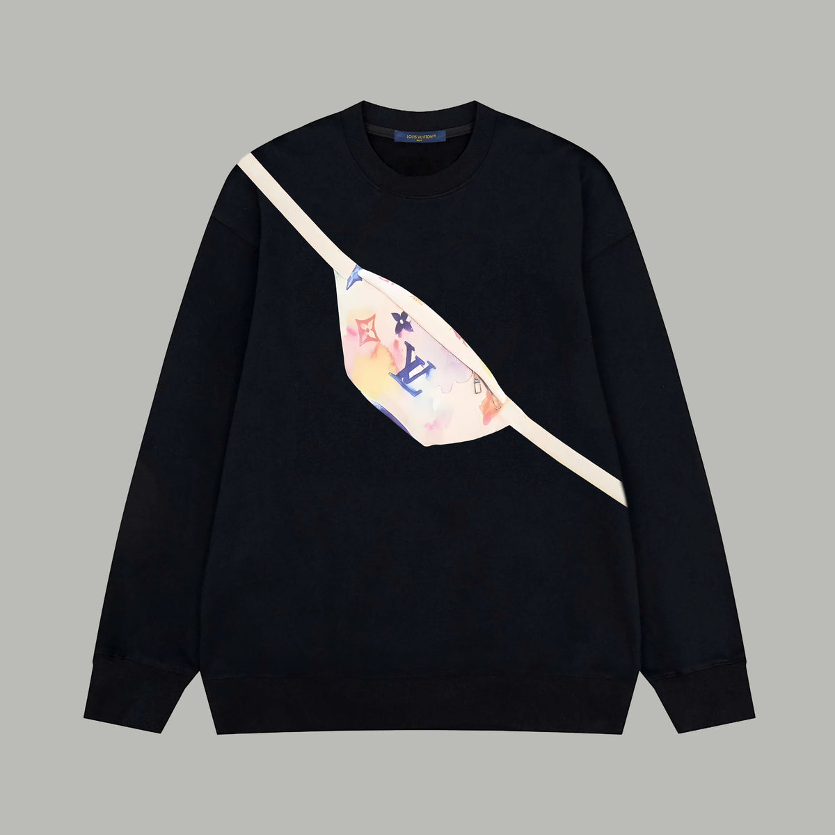 Printed looped long sleeved hoodie
