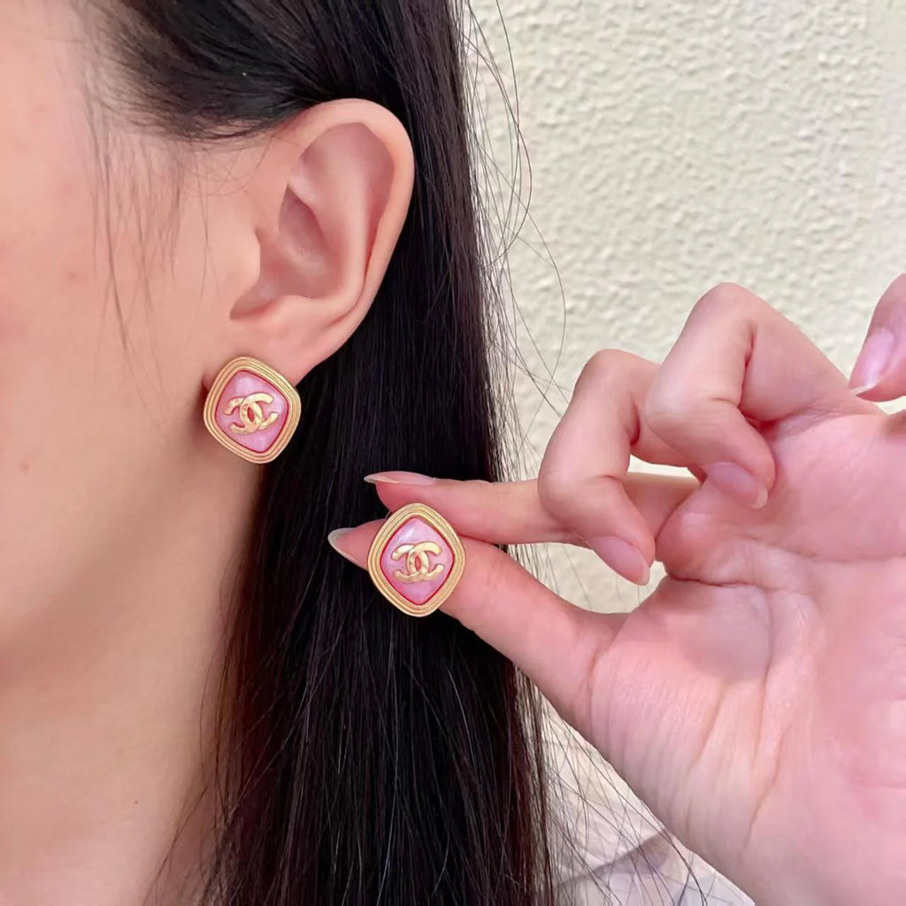 New letter square earrings