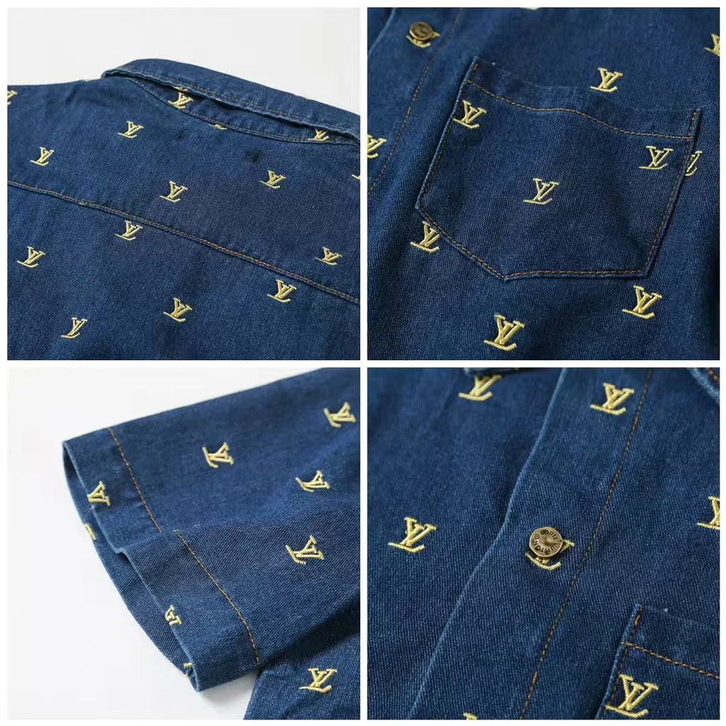 Full embroidered denim suit