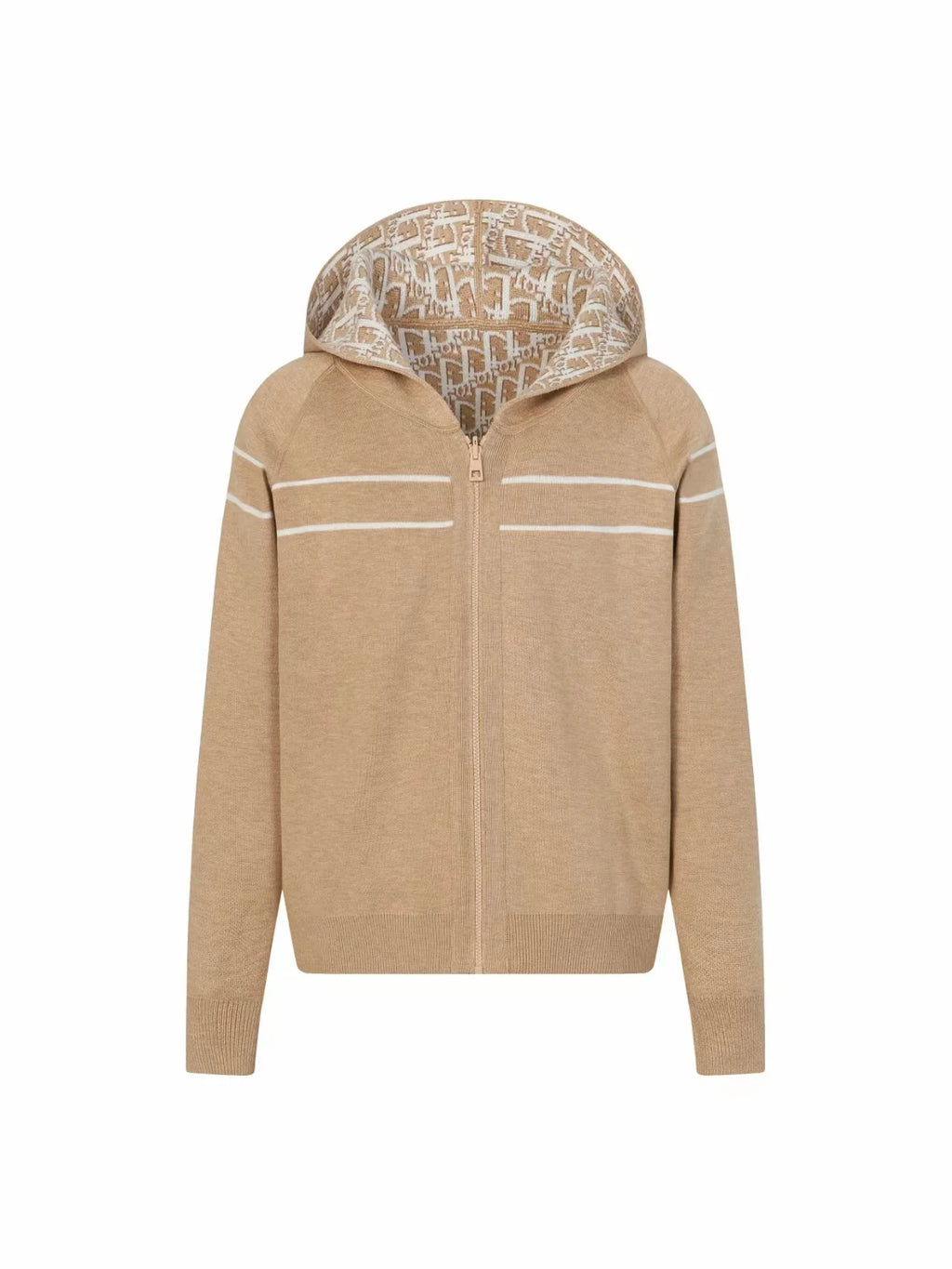Double sided jacquard cashmere knitted hoodie