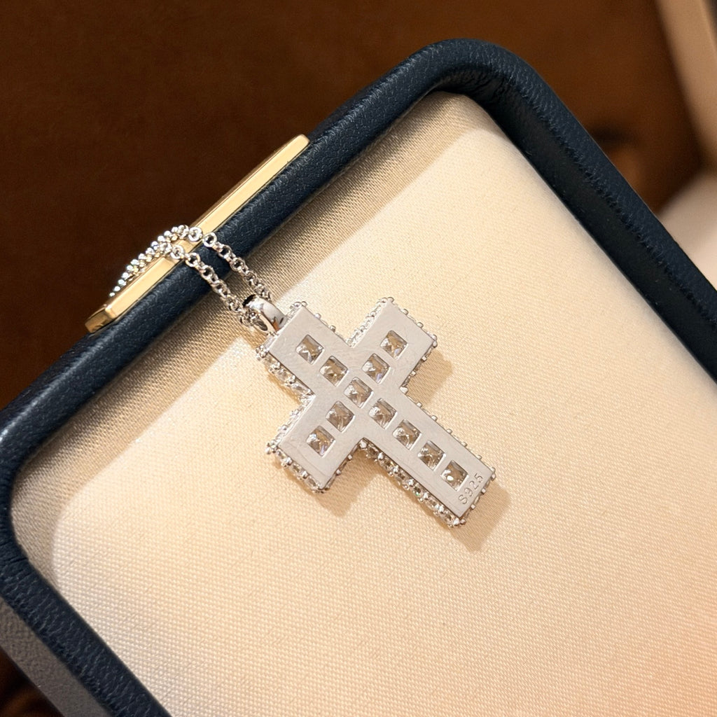Square Diamond Cross Full Diamond Necklace