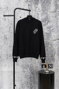 New minimalist letter black round neck knitted pullover hoodie