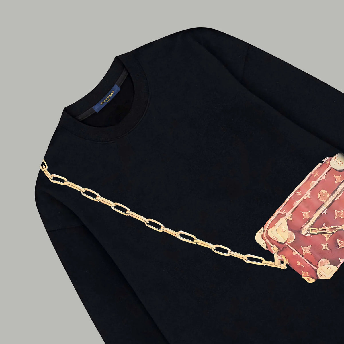 Printed looped long sleeved hoodie