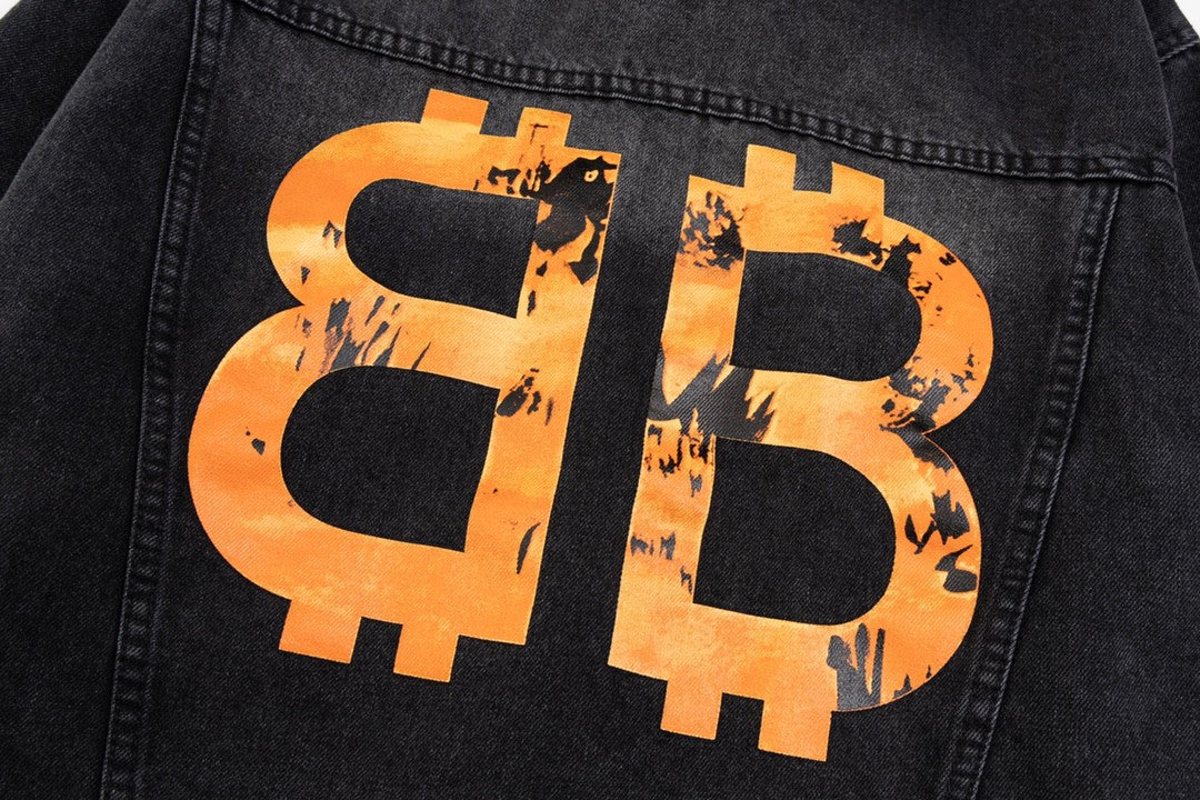 Hand drawn graffiti denim jacket with letters