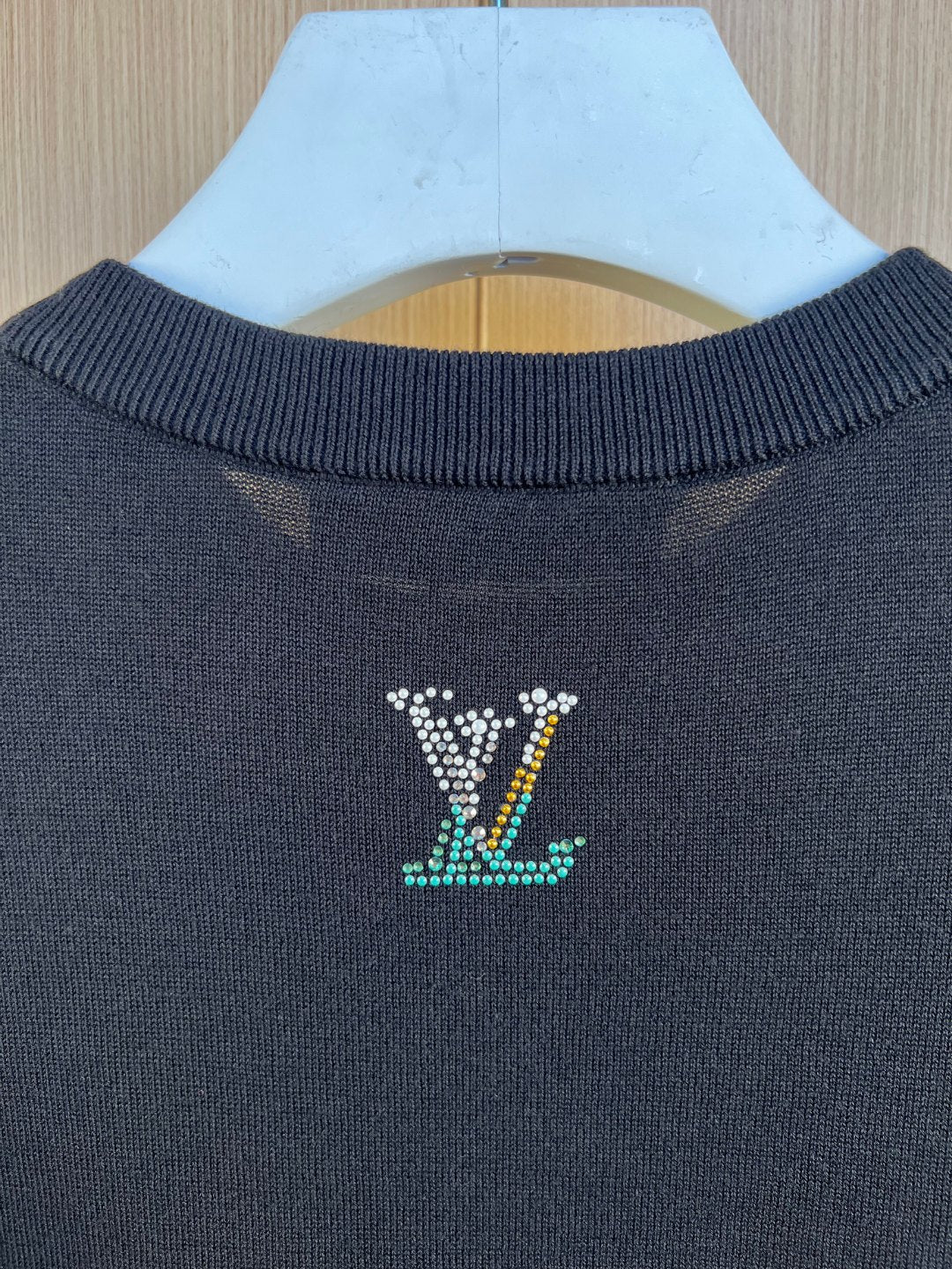 Summer New Letter Flower Hot Diamond Knitted Short Sleeve T-shirt