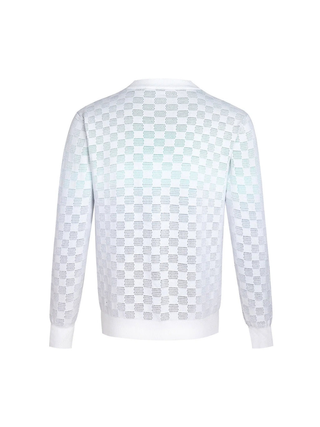 Checkerboard gradient jacquard round neck sweater