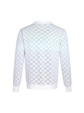 Checkerboard gradient jacquard round neck sweater