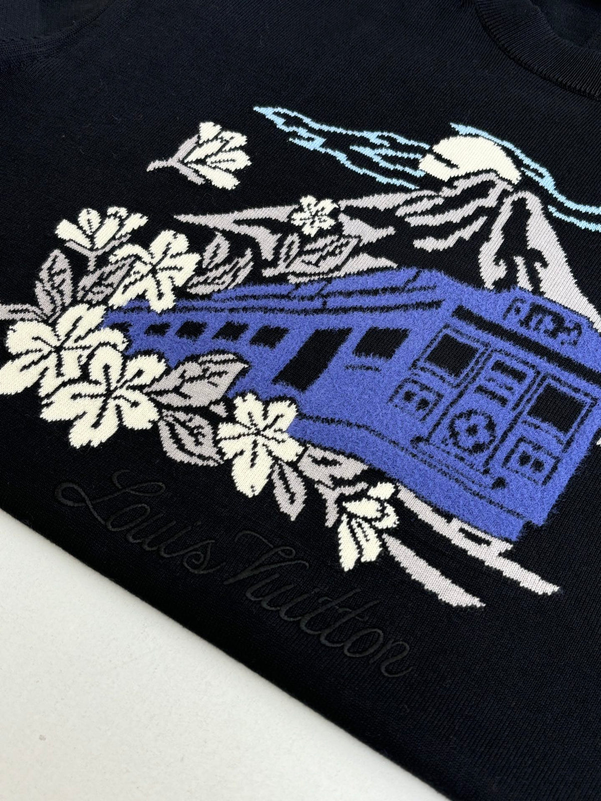 Jacquard knitted sweater with long sleeves