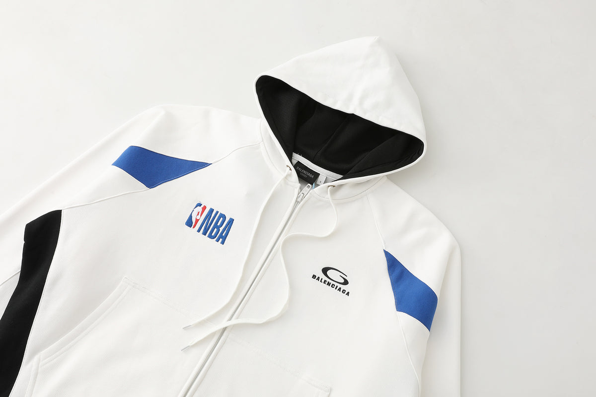 Co branded series cotton zipper long sleeved casual hooded sweatshirt jacket