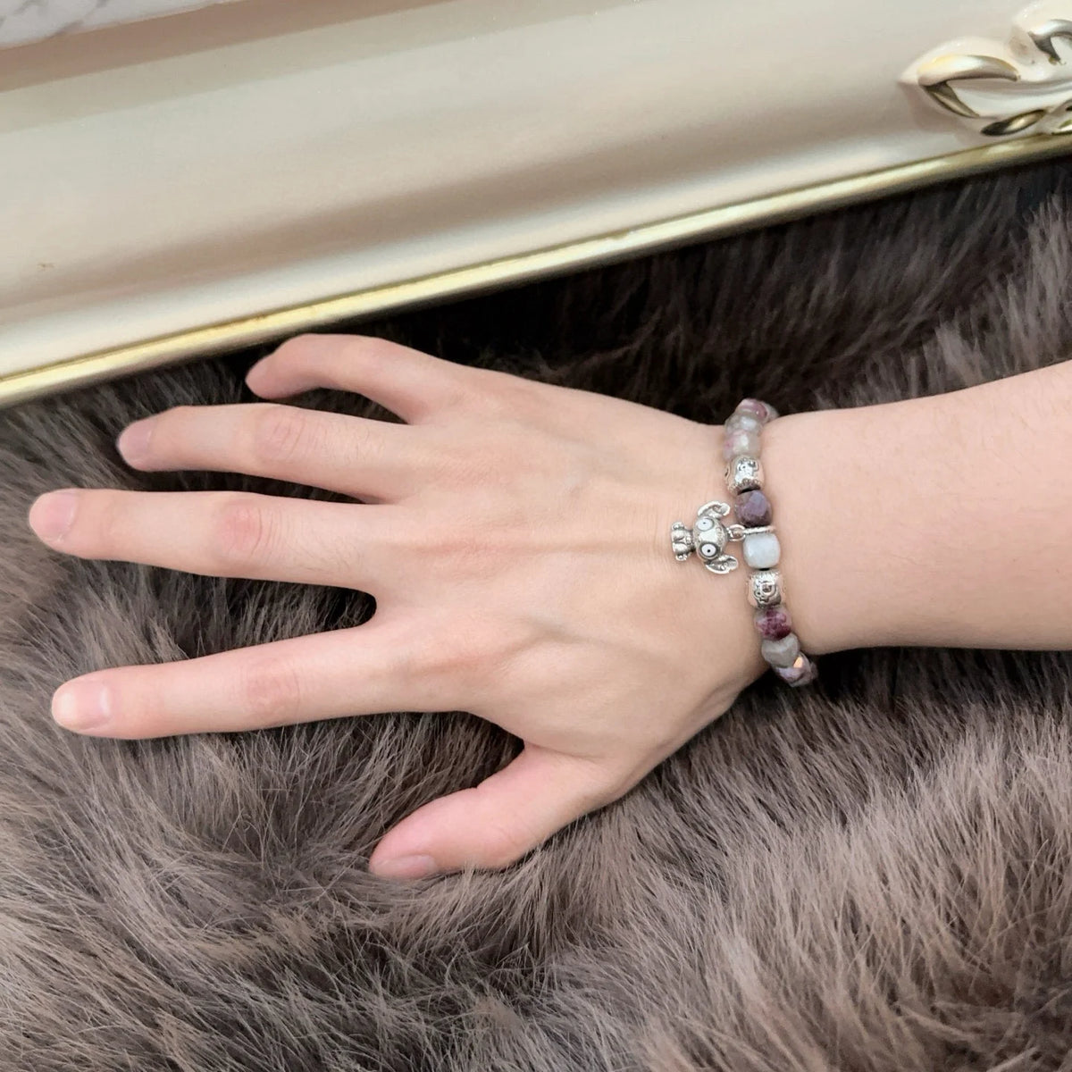 Multi element agate and Thai silver style bracelet
