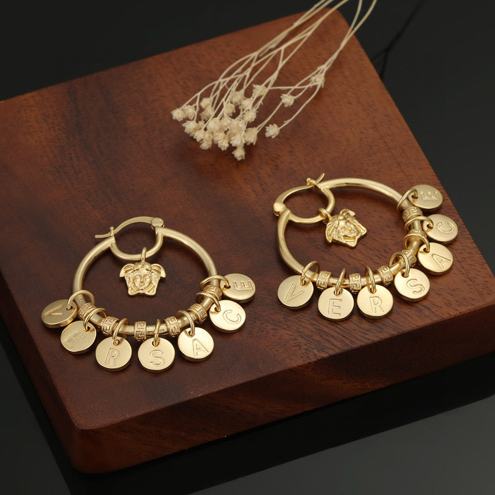 Flower Vine Pattern Large Circle Dynamic Earrings