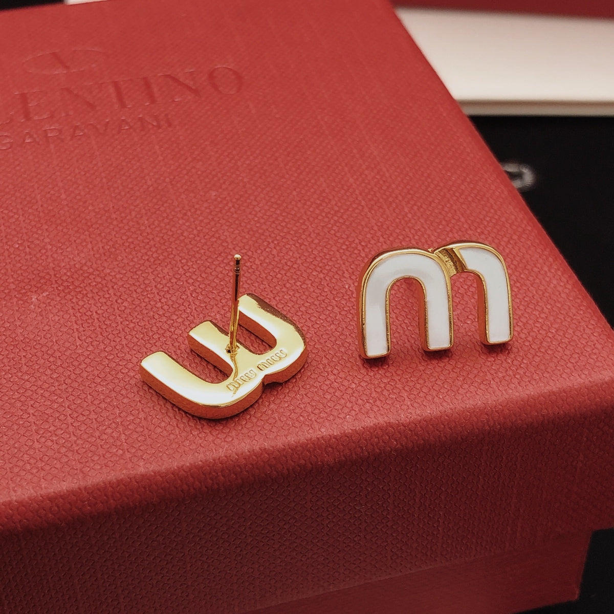 White letter earrings