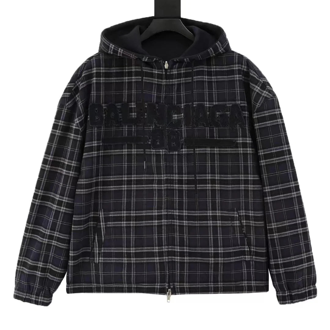 New plaid cloth letter jacket