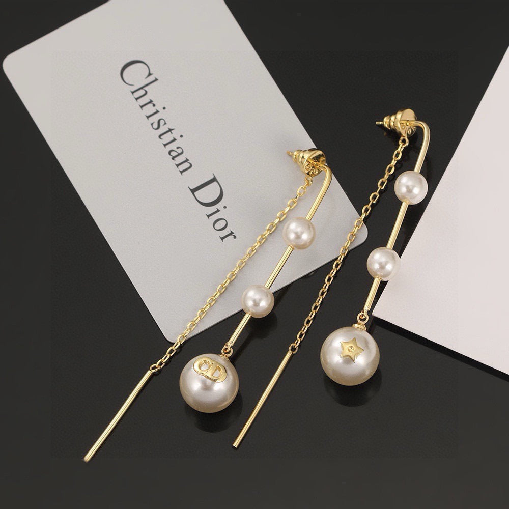 Letters, Stars, Pearls, Retro Earrings