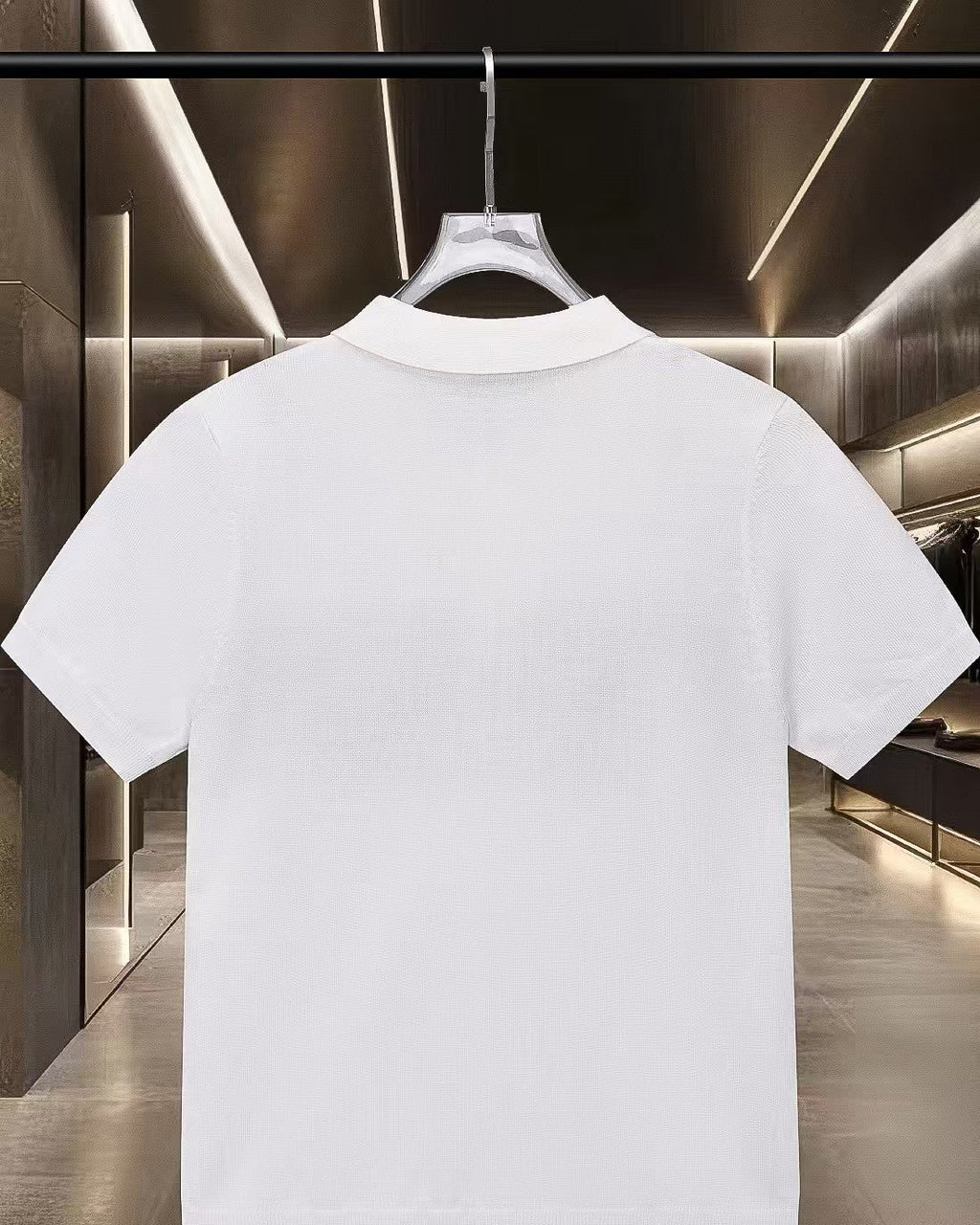 New striped knitted short sleeved polo shirt