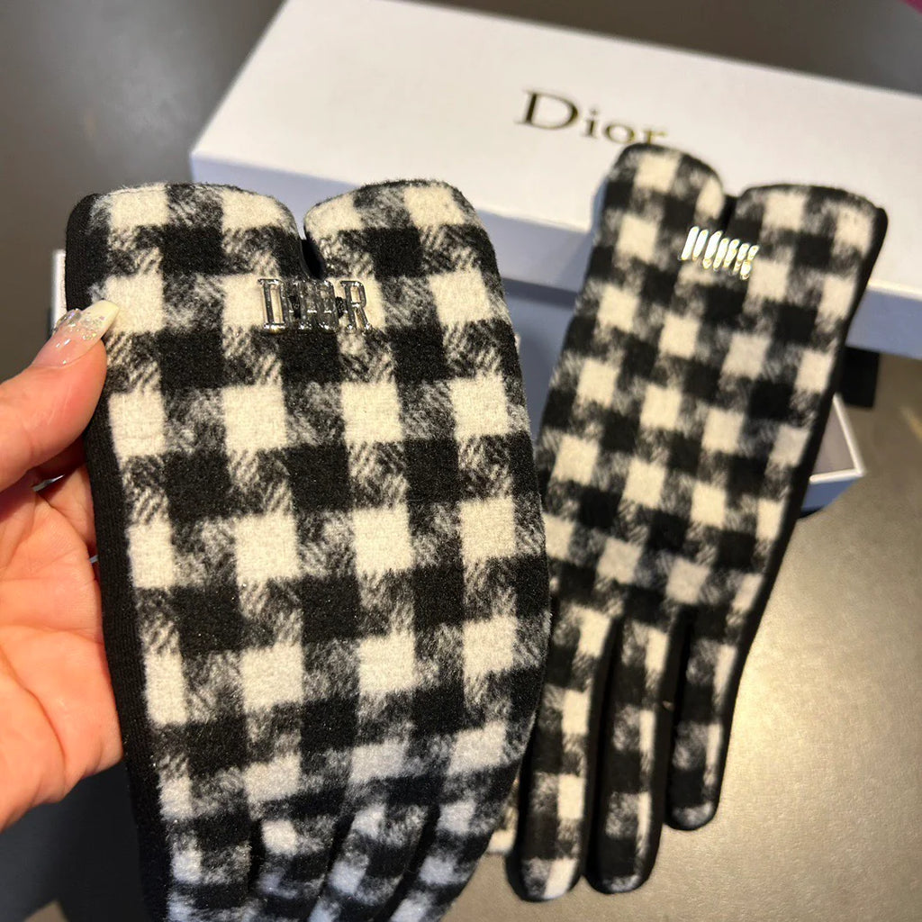 Thousand bird grid wool gloves