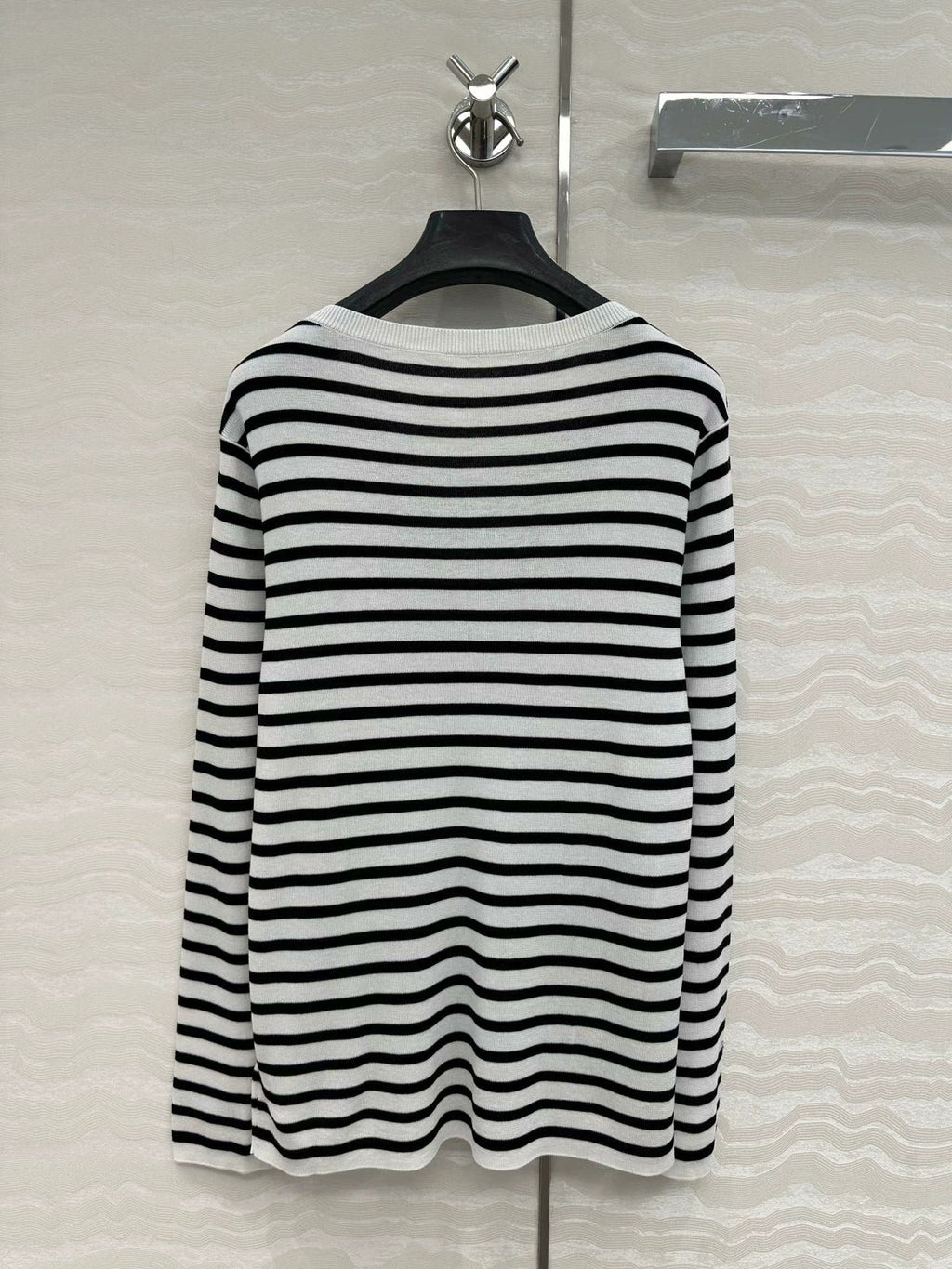 25 Navy striped happy star knitted long-sleeved top