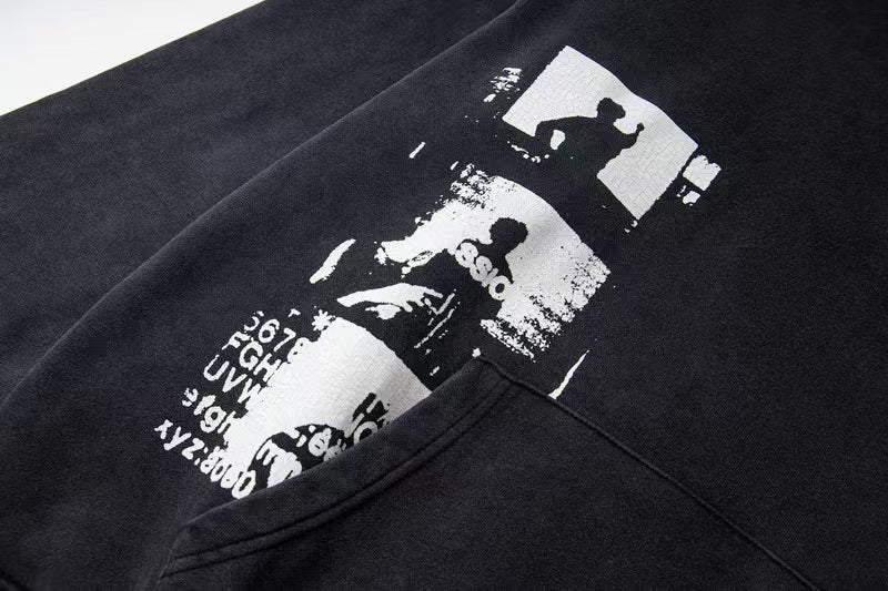 New illustration printed hooded sweatshirt