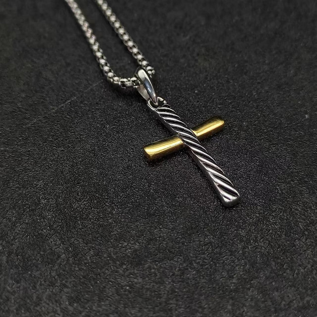 Colorful cross necklace with horizontal edges